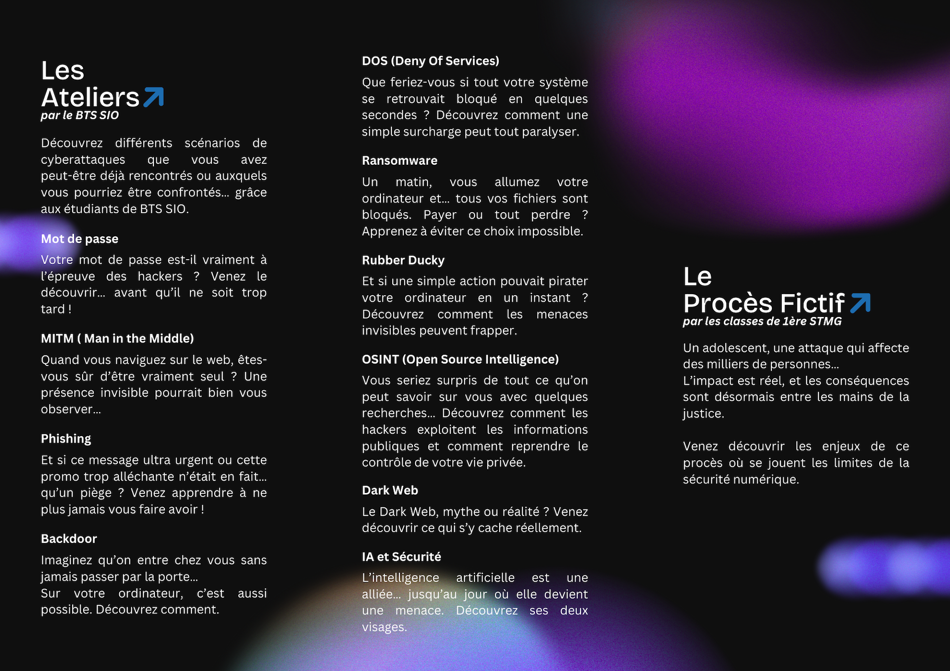 Dépliant du Forum Cybersécurité